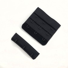 Bra Hook and Eye Replacement Closure Black Nylon Coated 3 Rows 5 Pairs
