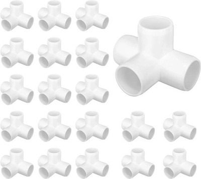 20 Pack 4 Way PVC Fittings 1/2 Inch, Furniture Grade Pipe Elbow Connector, 4 Way