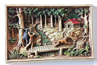 Vintage Ivorex 3D Wall Plaque -  Arthur Osborne Hunting Scene