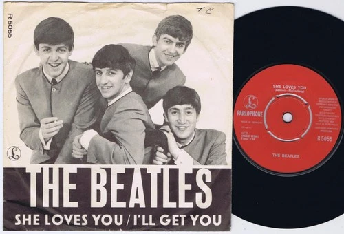 THE BEATLES She Loves You b/w I’ll Get You Danish 45PS 1963 Red Parlophone 7”