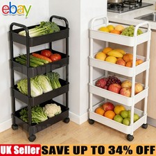 3/4 Tier Storage Trolley Cart on Wheels Kitchen Bathroom Laundry Rolling Rack