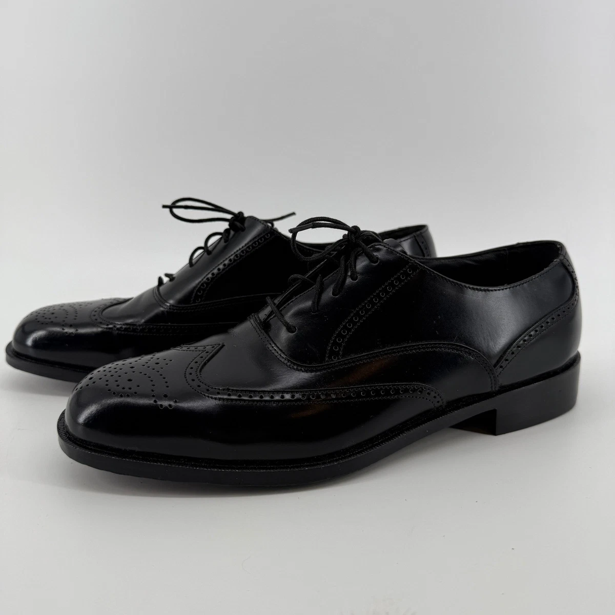 Bostonian Black Leather Wingtip Oxford Shoes Men display picture 2
