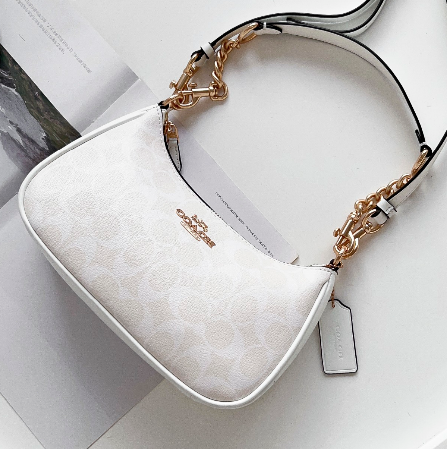 NWT Coach Teri Shoulder Bag In Signature Canvas CA548 Gold/White