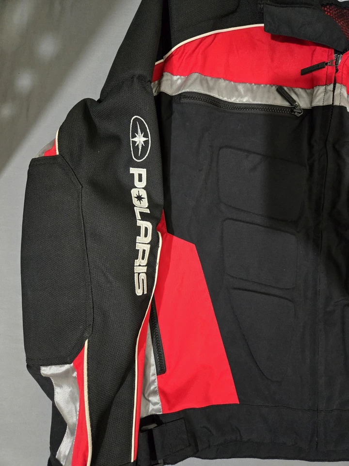 Polaris riding jacket mens Large vented mesh red black silver padded chest elbow - Image 4 of 4