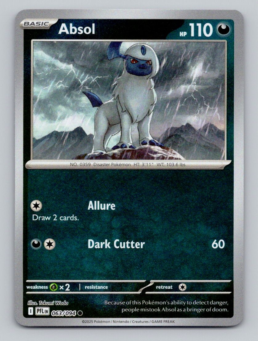 Reverse Holo Absol 063/094 Common Phantasmal Flames Pokemon