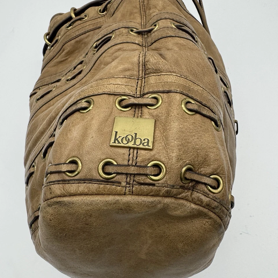 Bolso de Hombro Kooba Marcelle Cuero Beige Ojal Holgado Hobo Y2K Boho Foto 4 de 4