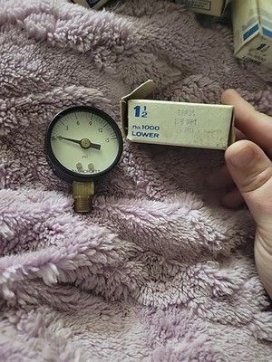 ASHCROFT PRESSURE GAUGE 15 PSI 1 1/2'' BRASS 1/8 NPT No. 1000 LOWER