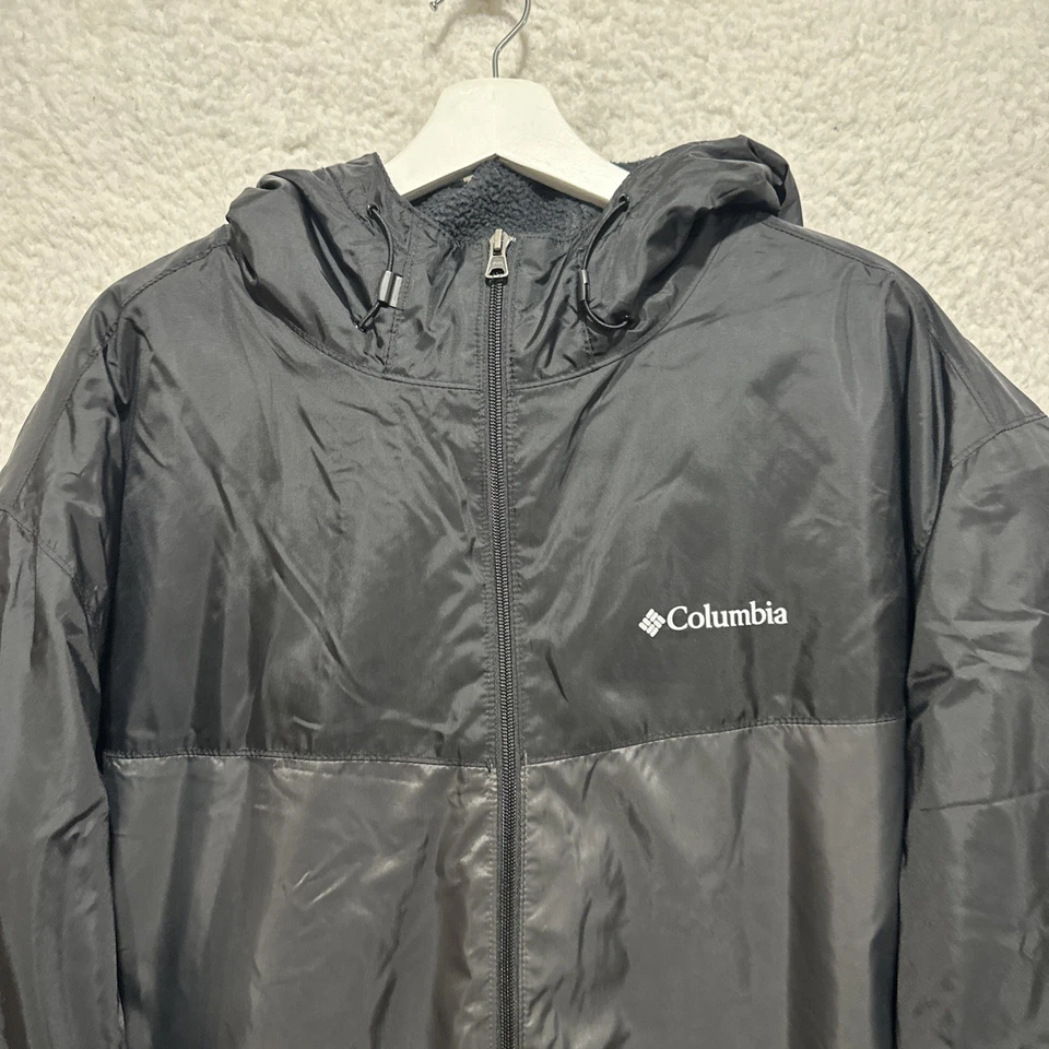 Columbia Black/Grey Glennaker Sherpa Lined Full Zip Hoodie Jacket Size 4XT TALL - Image 4 of 4