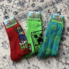 Minecraft Novelty Unisex Crew Socks Size 6-12 Lot Of 3 New With Tags