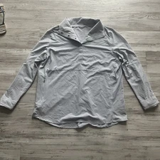 Coolibar Woman’s Medium Long Sleeve UV Protection Pin, Stripped, White, And Blue