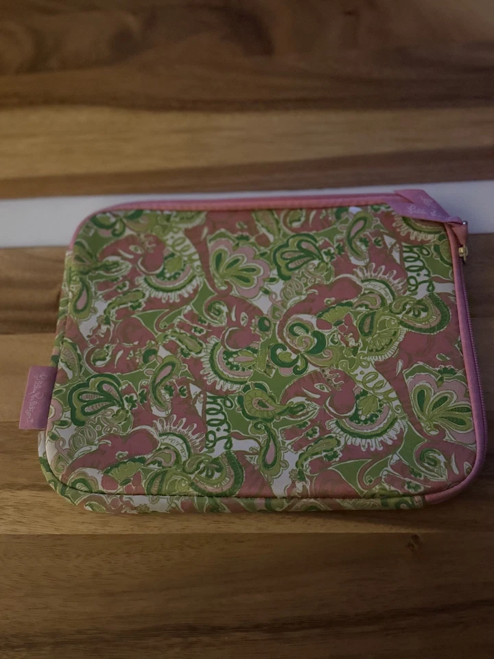 LILLY PULITZER iPad Tablet Sleeve Case Zip Pink Green Floral Neoprene 8x10 - Image 4 of 4