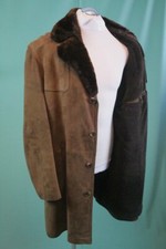 Edler Wild Leder Zaren Mantel 54/L echt vintage braun Herren Fell-Kragen