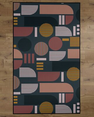 Deerlux Modern Living Room Area Rug with Nonslip Backing, Abstract Geo Pattern