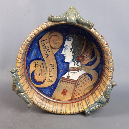 Centrotavola Maiolica Dipinto Ianna Bella Paolo Rubbioli Società Ceramica Umbra - Foto 7 di 18