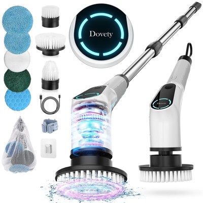 Electric Spin Scrubber Cordless Cleaning Brush Shower Scrubber With 8 Replaceabl