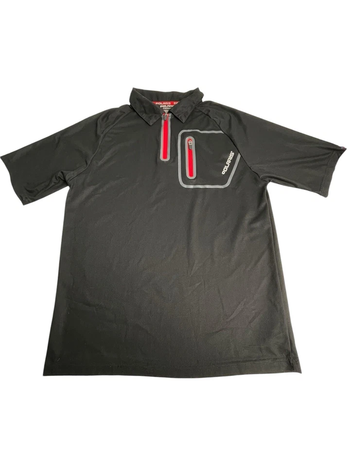 Polo Polaris M Negro Rojo 1/4 Cremallera Manga Corta Poliéster Golf Informal Foto 3 de 4
