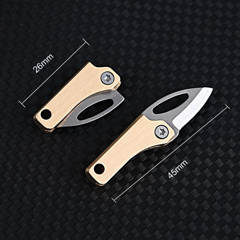 Mini Brass Folding Utility Knife Package Cutter Survival Knife