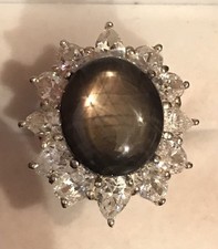 Solid Sterling Silver 12.80 Midnight Black Genuine Sapphire Ring 395 Sz6.5