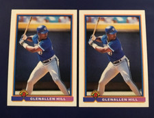 1991 Bowman # 24 GLENALLEN HILL Lot 2 Toronto Blue Jays Batting Stance