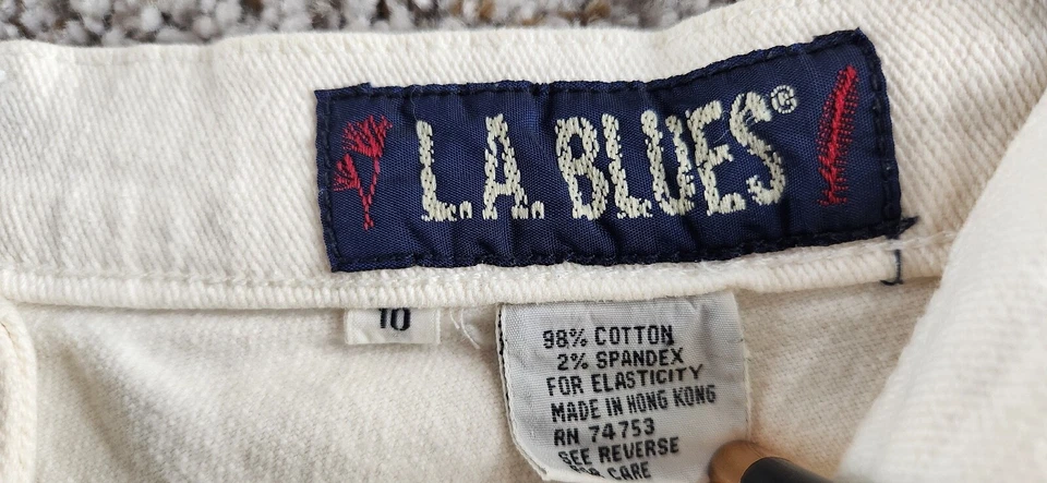 Pantalones de mezclilla elásticos de pierna cónica blancos azules de Los Ángeles de colección para mujer talla 10* Foto 2 de 4