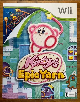  Kirby s Epic Yarn Ultra Nintendo Wii Vintage Video Game PROMO Poster 