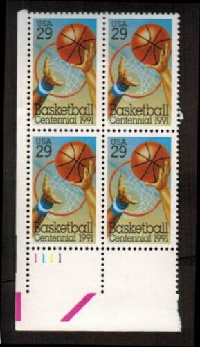 2560 MNH OG Plate Block (4) 1991 29c Basketball Centennial Free US Shipping - Picture 1 of 1