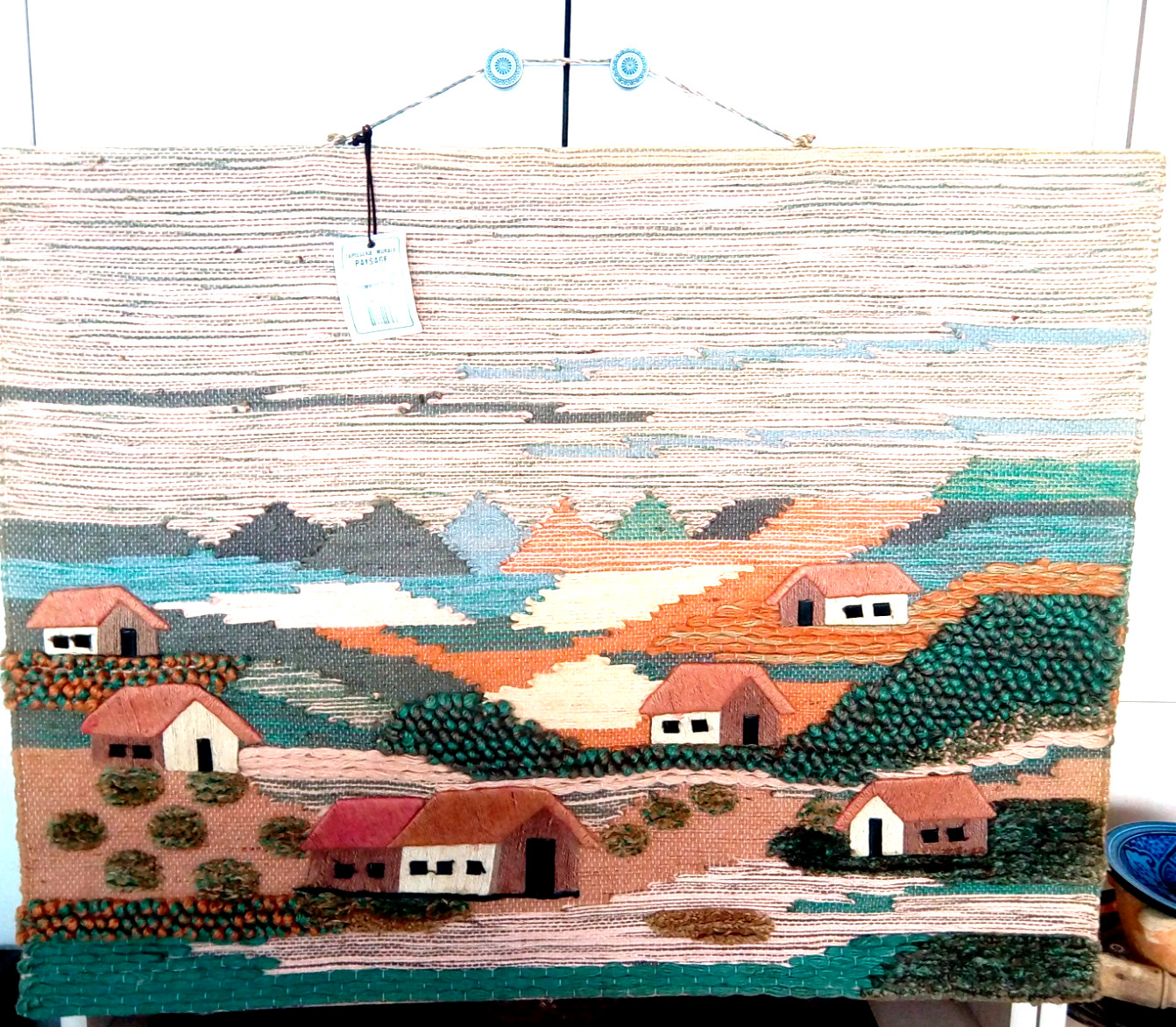 Tapis mural fait main en laine tissé main pour une décoration murale bohème chic unique