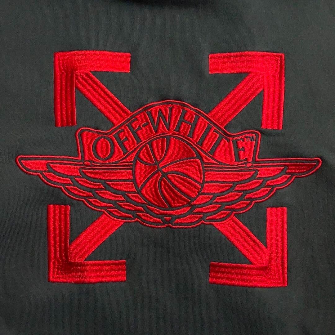 OFF-WHITE x AIR JORDAN Hoodie Sweater with Logo Embroidery Black