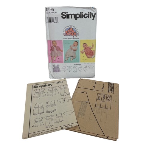 Simplicity 8595 Bobbi's Babies Romper, Dress & Jacket Pattern Sz NB-Large Uncut - Picture 3 of 3