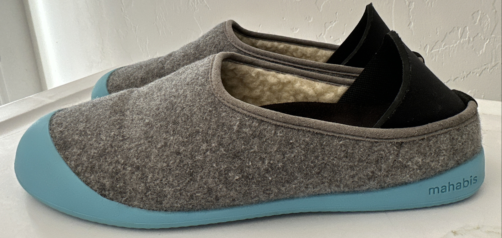 SAOLA Copri suola pantofola Mahabis in lana grigia donna slip on per interni esterni taglia 44 USA 12 5