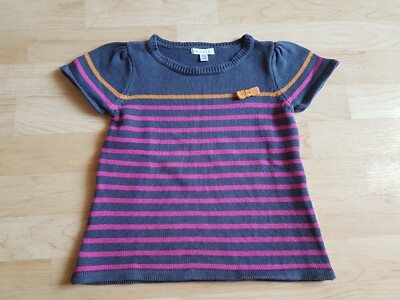 VERTBAUDET T-SHIRT OBERTEIL KURZARM MÄDCHEN 110 114 116 GESTRICKT STRICK GRAU