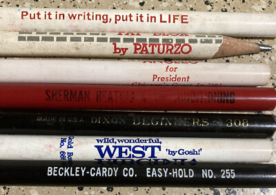 LOT JUMBO Vintage PENCILS BECKLEY CARDY NO 255 DIXON 308 WEST VIRGINIA