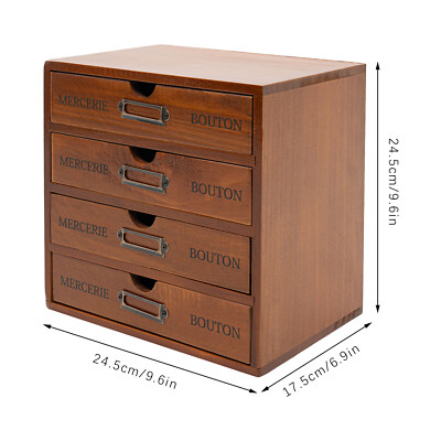 Kleine hölzerne Aufbewahrungsbox Büro Schreibtisch Organizer / 4 Schubladen