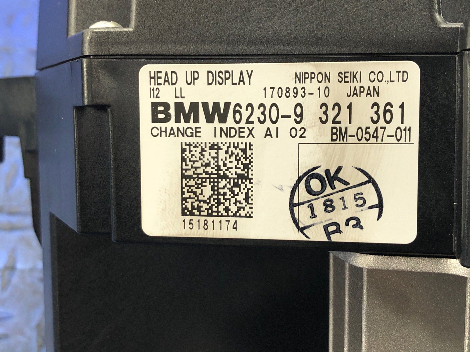 2014-2019 BMW I8 HEADS UP DISPLAY HUD PROJECTOR SCREEN 62309321361 OEM 2015 2016