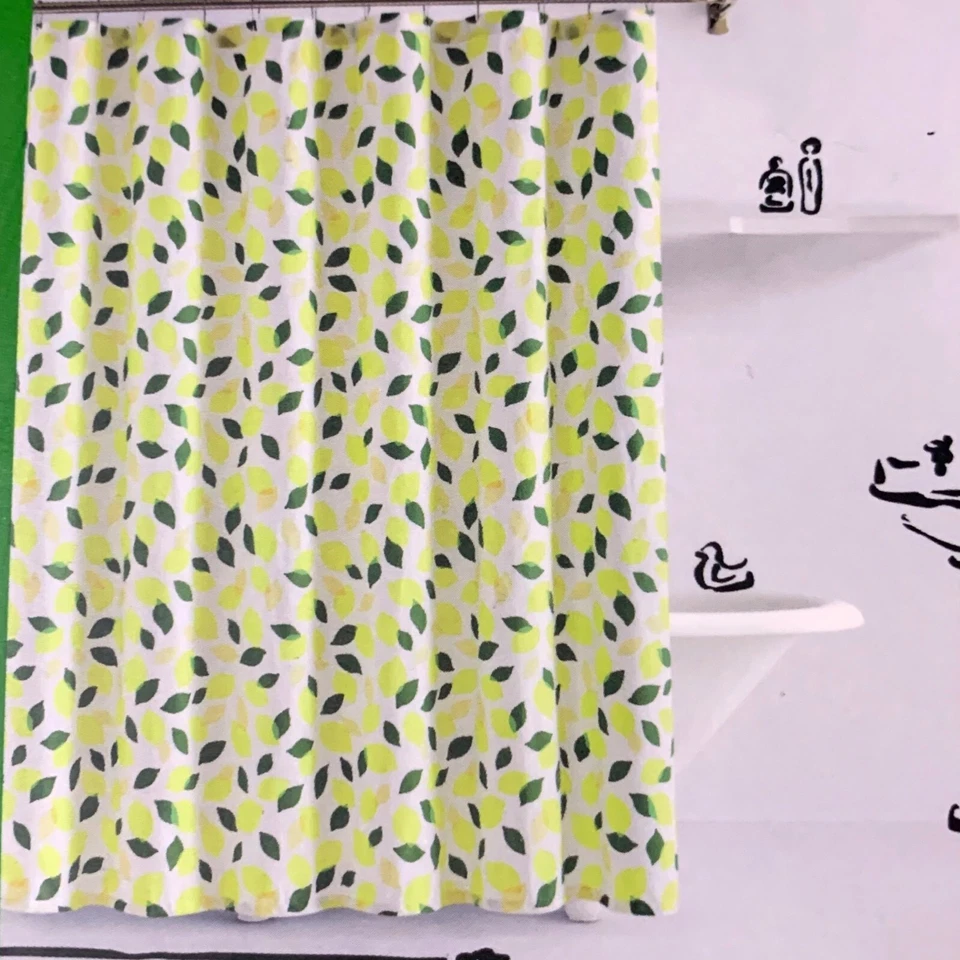 Cortina de ducha Kate Spade New York Lemon Toss 72"x72" amarillo verde lima primavera Foto 2 de 4