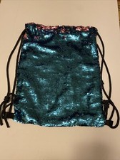 Reversible Sequin Pink Turquoise Drawstring Bag Reverse Flip Sequined Backpack