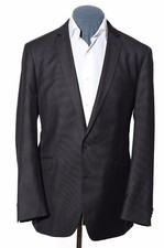 42L Long Kenneth Cole Reaction Dark-Gray Nailhead Rayon-Blend Sport Coat Blazer