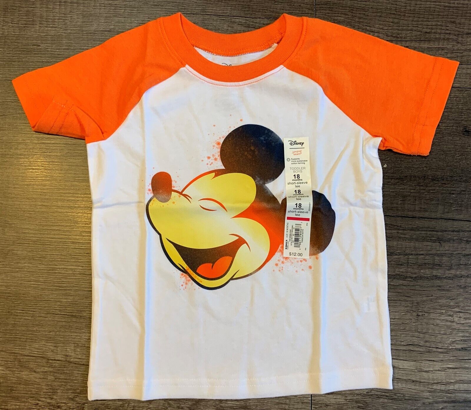 Disney Mickey Mouse SS White And Orange T-Shirt Boys 18 Month