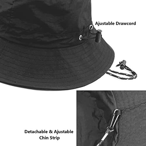 Waterproof Bucket Rain Hat with Chin Strap Quick Dry Medium