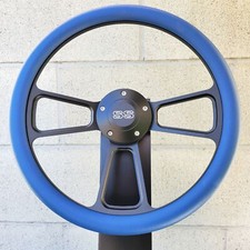 14 Billet Black Steering Wheel Blue Half Wrap Licensed Ss Supersport Chevy Horn