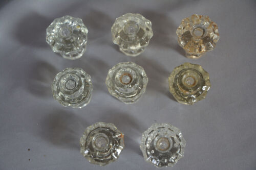 SET 8 ANTIQUE 10 PT CRYSTAL GLASS KITCHEN DRAWER DOOR KNOBS WITH SCREWS (R44) - Picture 3 of 5