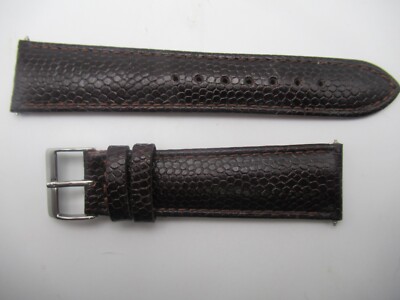 22MM Lizard Embossed Calfskin Brown Men's Watch Band