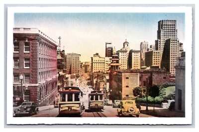 Cable Car Grant Avenue Street View San Francisco California UNP WB Postcard T9