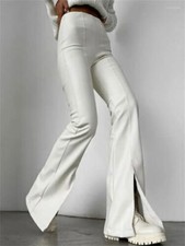 Stylish White Women's Lambskin Leather Genuine Soft Handmade Casual Party Pants