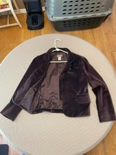Kenar Purple Velvet Jacket With Embroidery Detail Size 10 - New