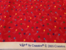 3/4 YDX 42" VINTAGE COLORFUL SHOOTING STARS ON RED by VIP CRANSTON NEW  6923
