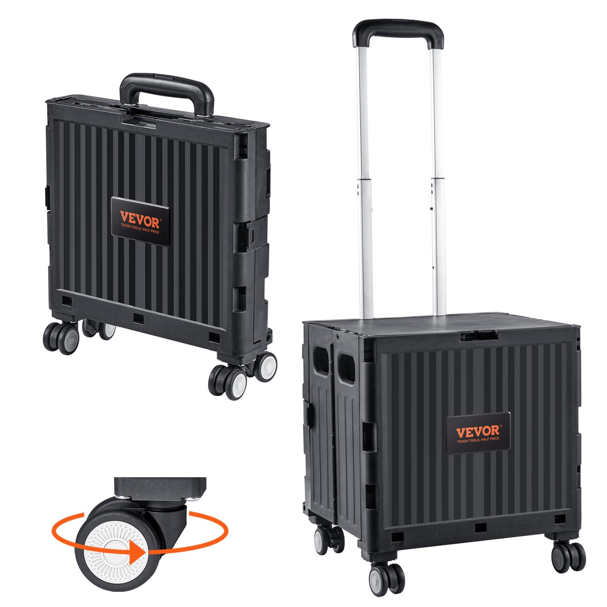 HOMCOM Chariot de Courses Pliable Caddie de Courses Portable avec