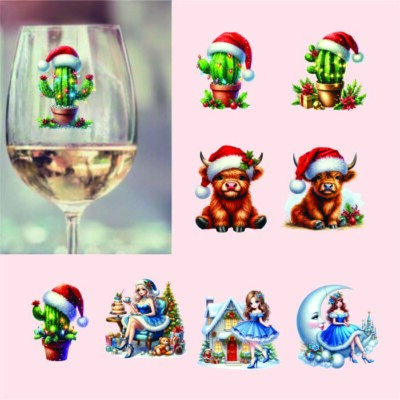 9x gemischte Weihnachtskaktus Pflanze-Hochlandkuh-Vinyl Aufkleber-Decal-Tumbler-Dekor