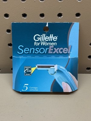 5 Gillette Sensor EXCEL Women s Shaver Razor Blades Refill Cartridges NOS