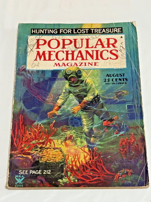 Popular Mechanics Magazine August 1934 - Hunting For Lost Treasure